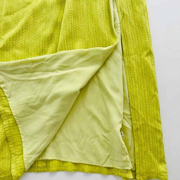 Lela Rose Chartreuse Yellow Maxi Dress Size 4 Silk Formal Wedding High Neck - Picture 5 of 10